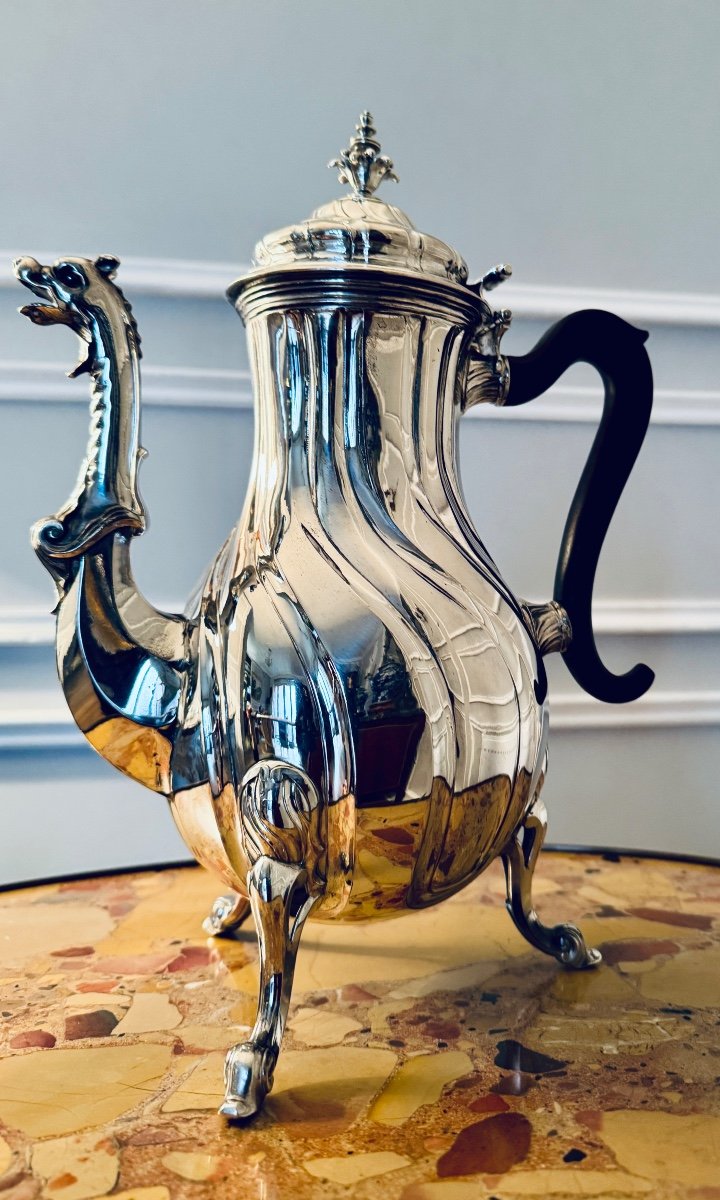 Cafetière Torse En Argent Massif - Mons, 1770