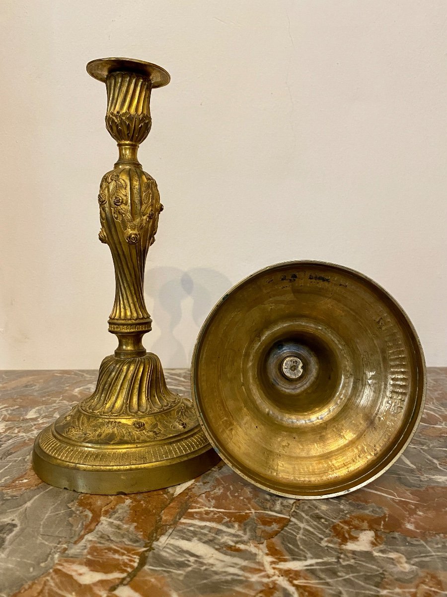 Pair Of Bronze Candlesticks-photo-3