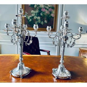 Pair Of Wolfers Candelabras In Sterling Silver