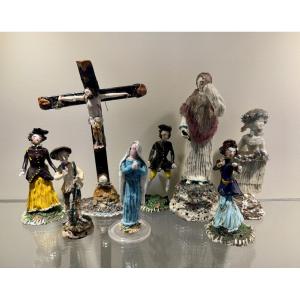 Set Of Nevers Spun Glass Figures