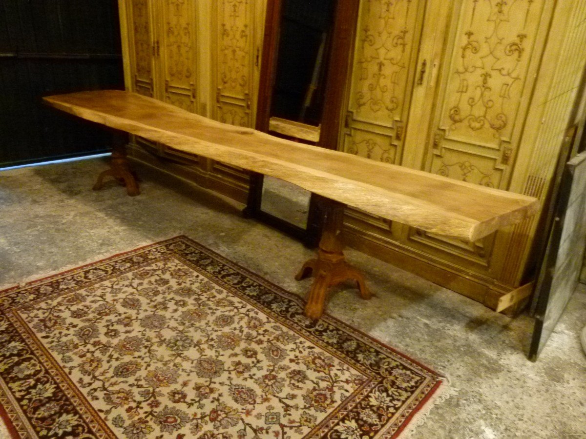 Solid Walnut Table With Cast Iron Legs-photo-2