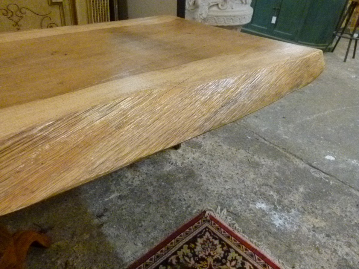 Solid Walnut Table With Cast Iron Legs-photo-2