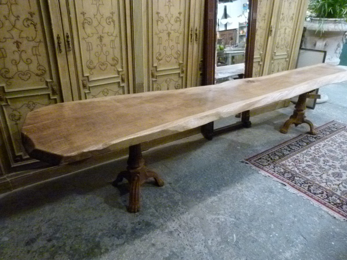 Solid Walnut Table With Cast Iron Legs