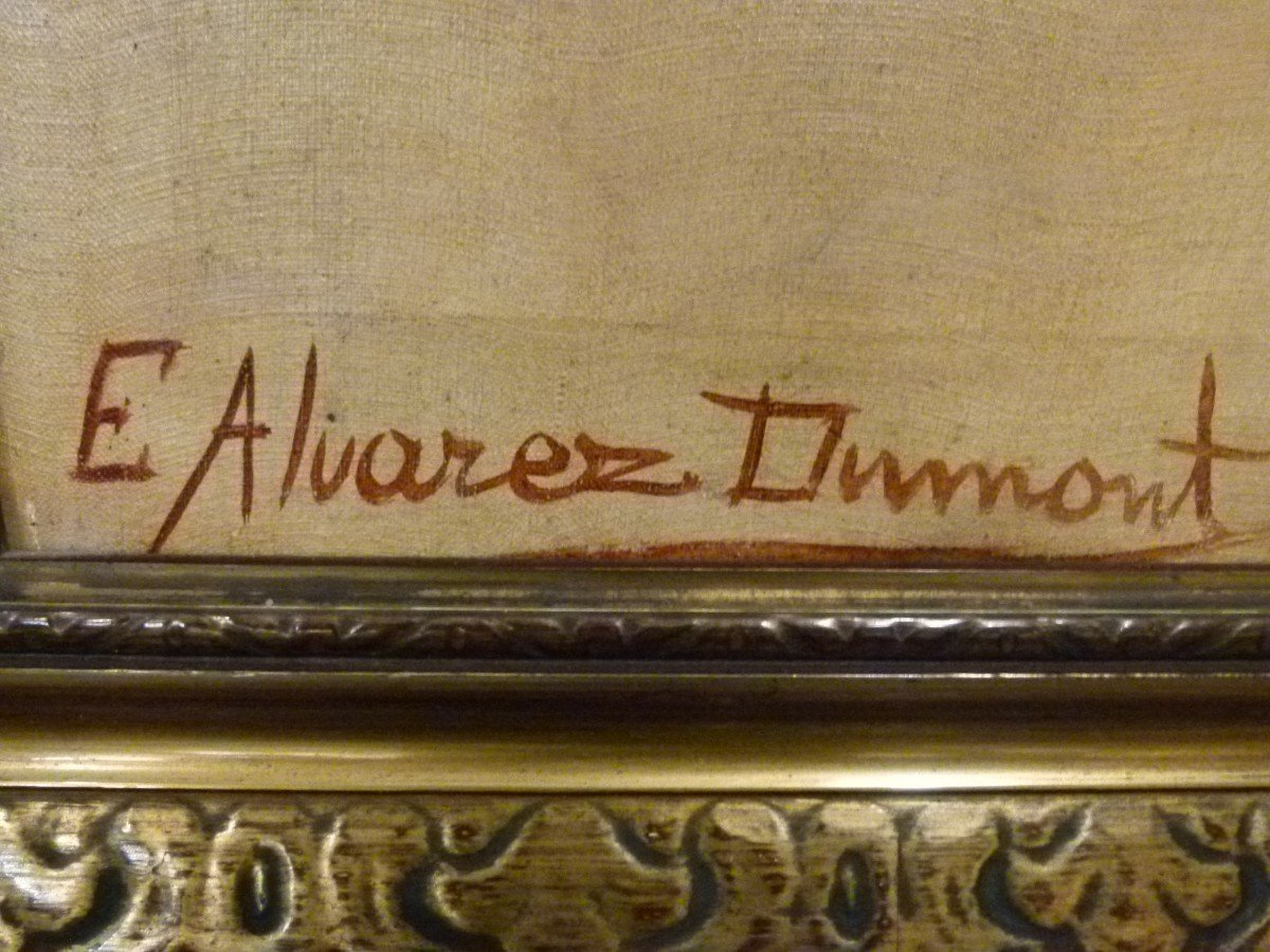 Huile  sur toile De Alvarez Dumont Debut XXème-photo-4