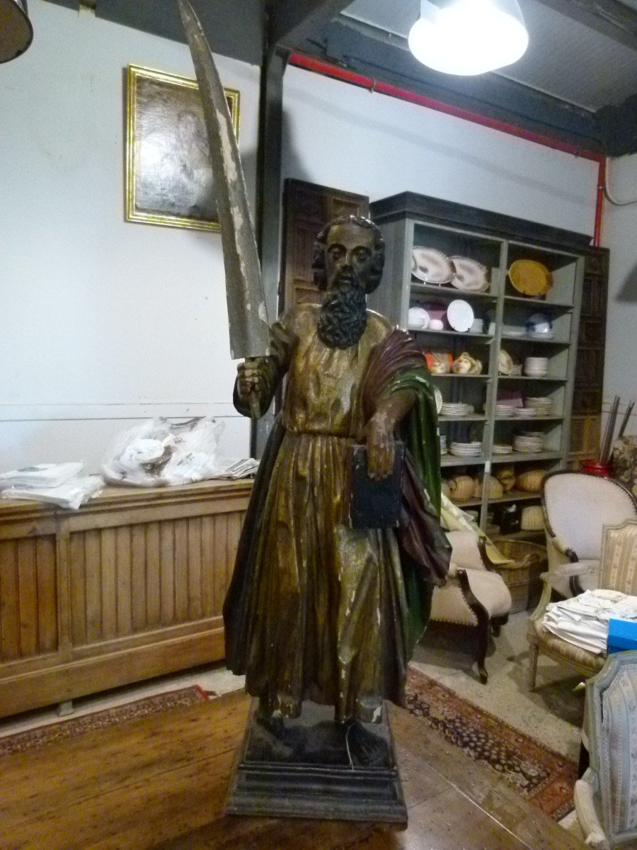 Statue Of Saint Anthony In Polychrome Wood 18th Century-photo-2