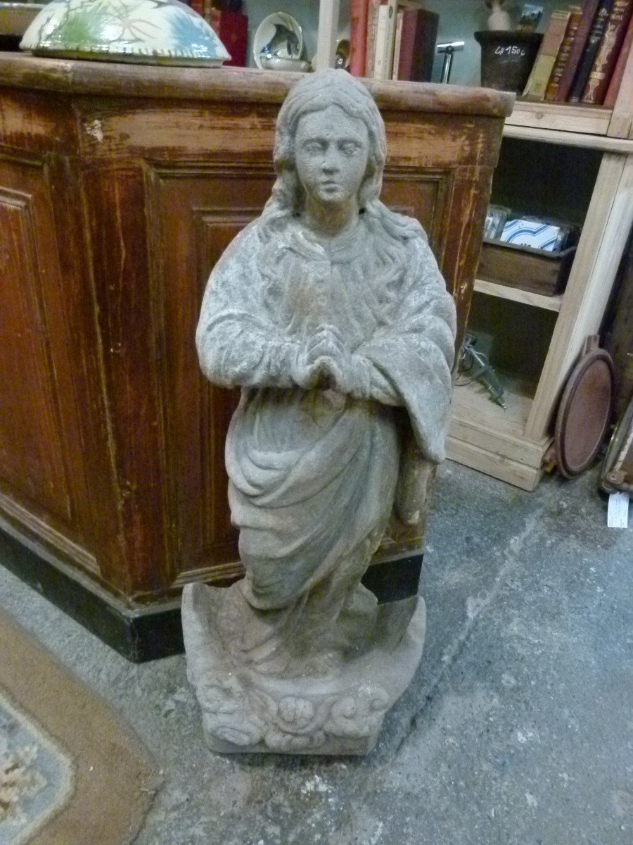 18th Century Polychrome Stone Statue