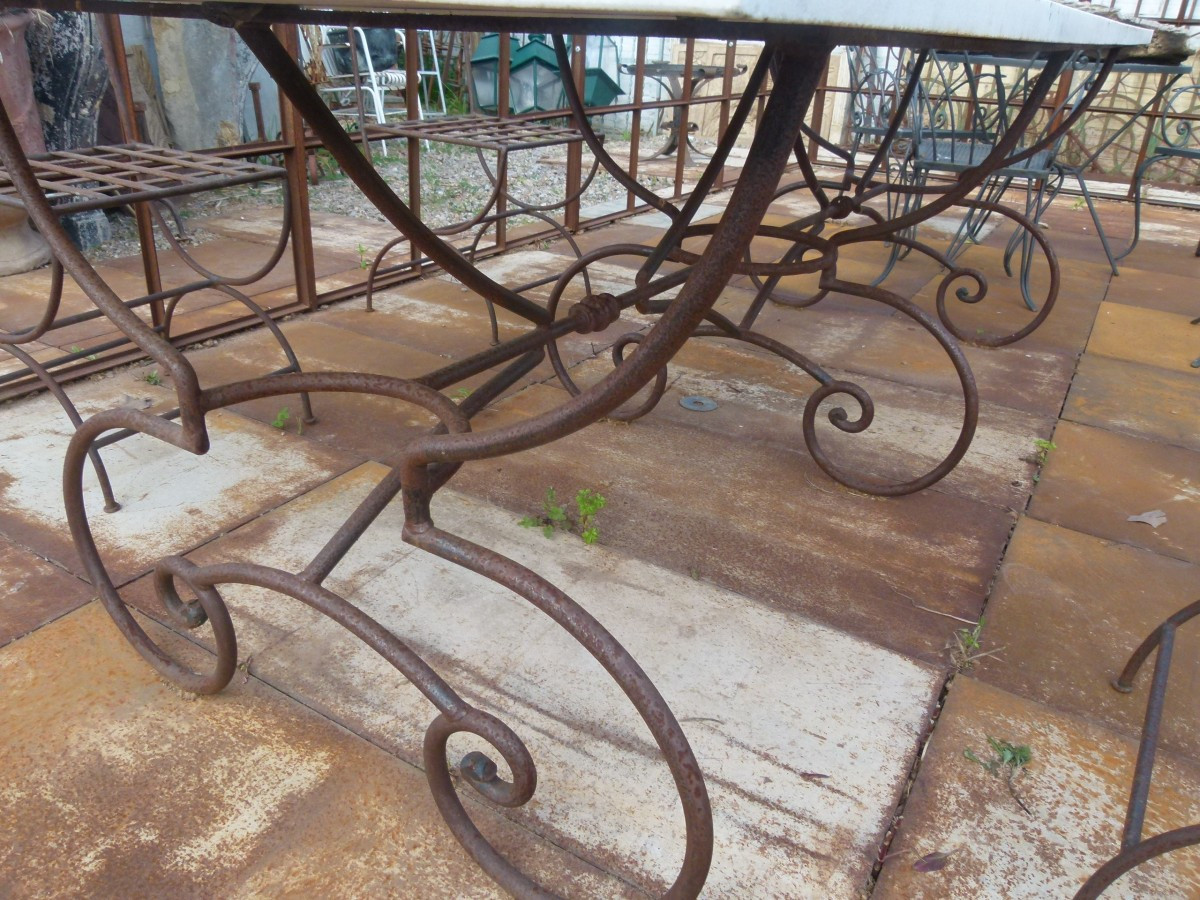 Table En Marbre Et Fer Forge-photo-3