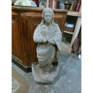 18th Century Polychrome Stone Statue