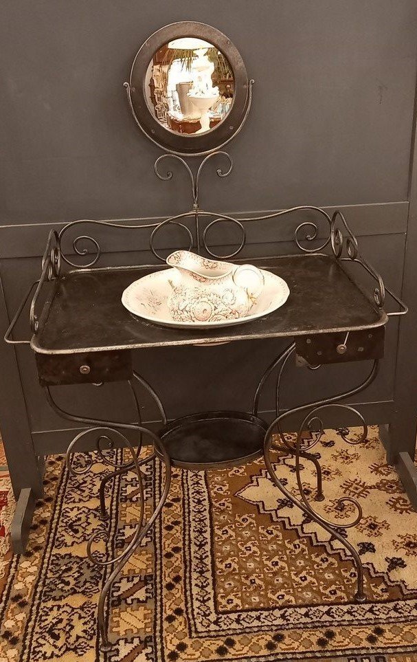 Coiffeuse Ou Table De Toilette En Fer Forgé Brossé -photo-1