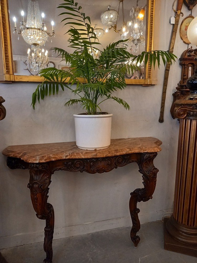 Louis XV Natural Wood Console