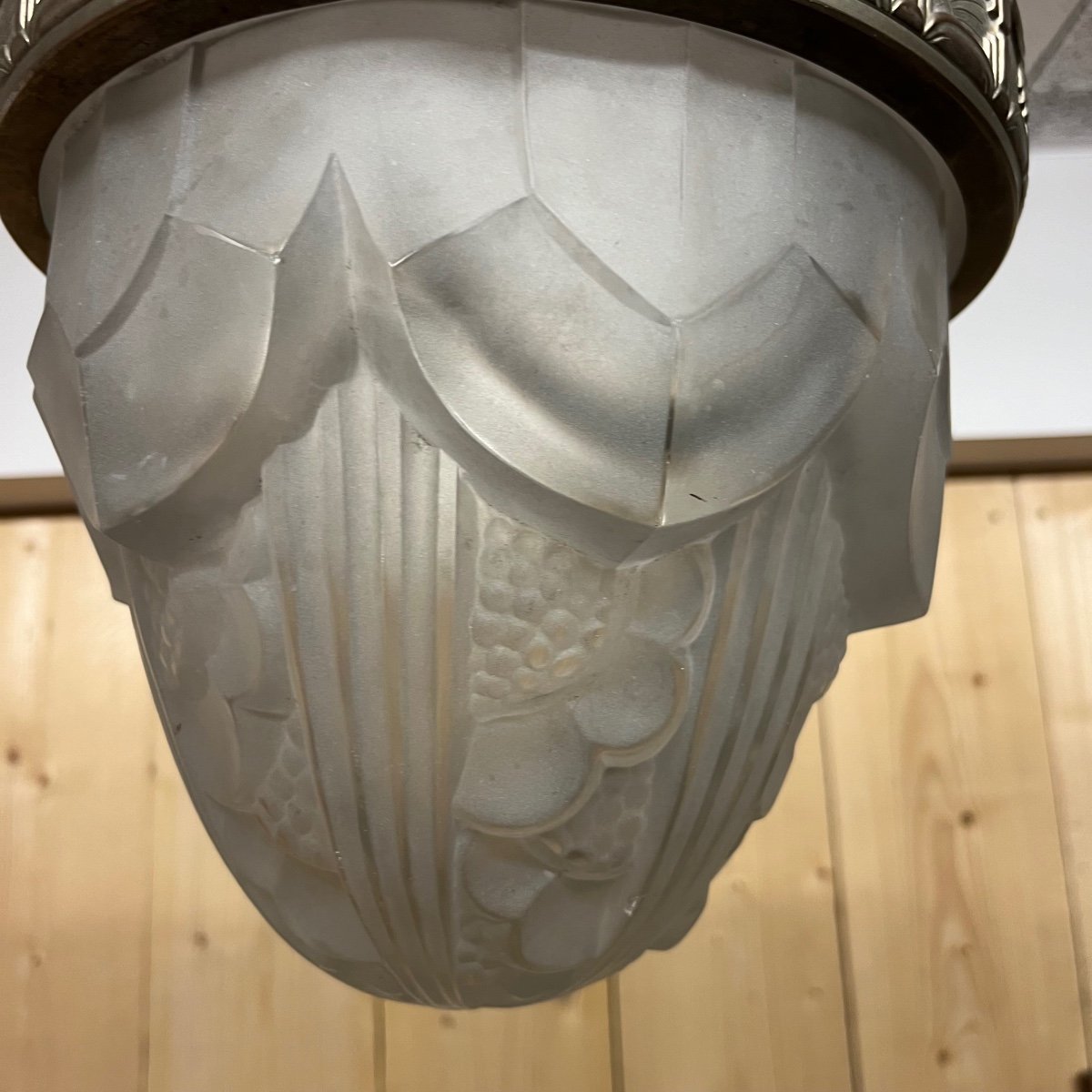 Art Deco Light Fixture Signed Degué-photo-4