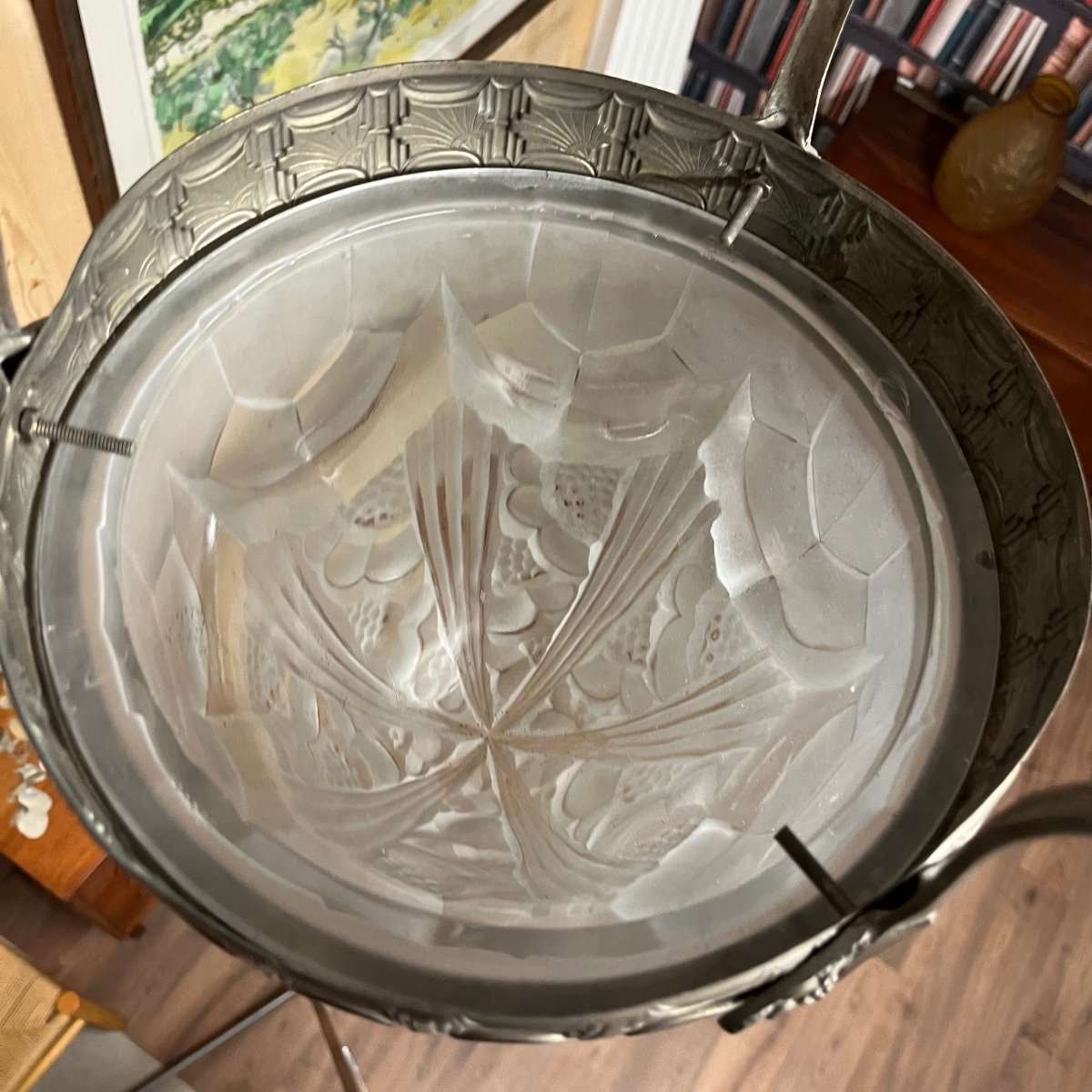 Art Deco Light Fixture Signed Degué-photo-4