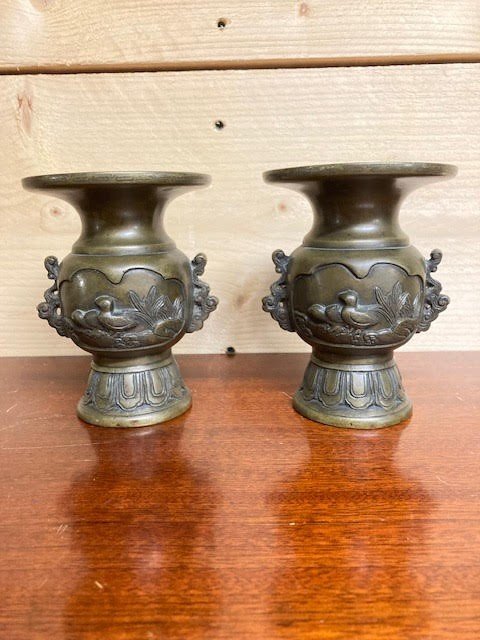 Pair Of Bronze Vases