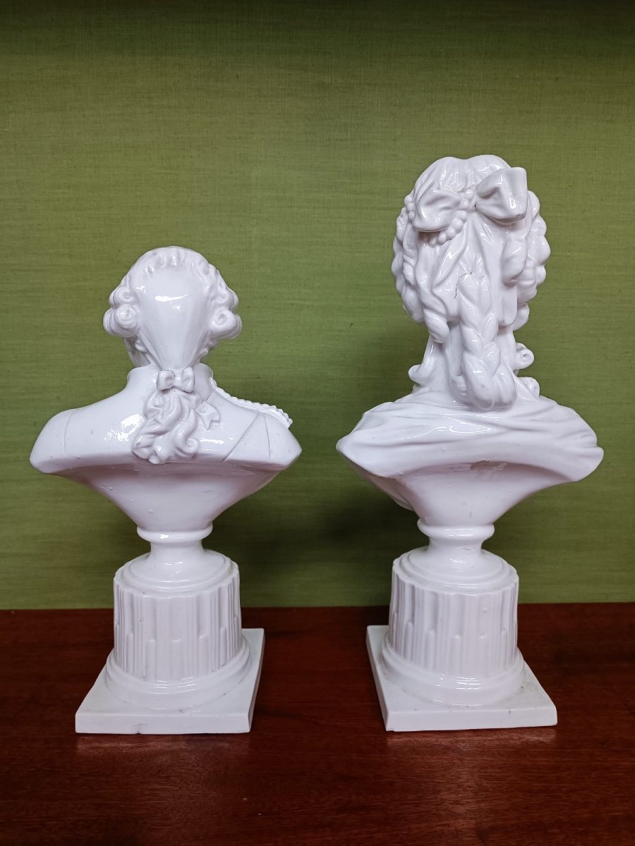 Louis XVI And Marie Antoinette - Porcelain Busts-photo-2