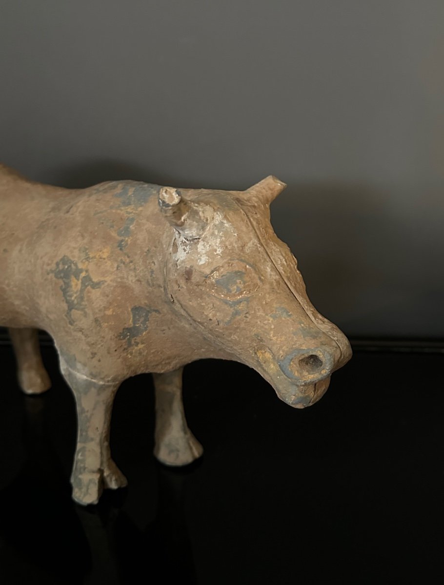 China - Han Period - Terracotta Buffalo Statuette (206 Bc - 220 Ad)-photo-1