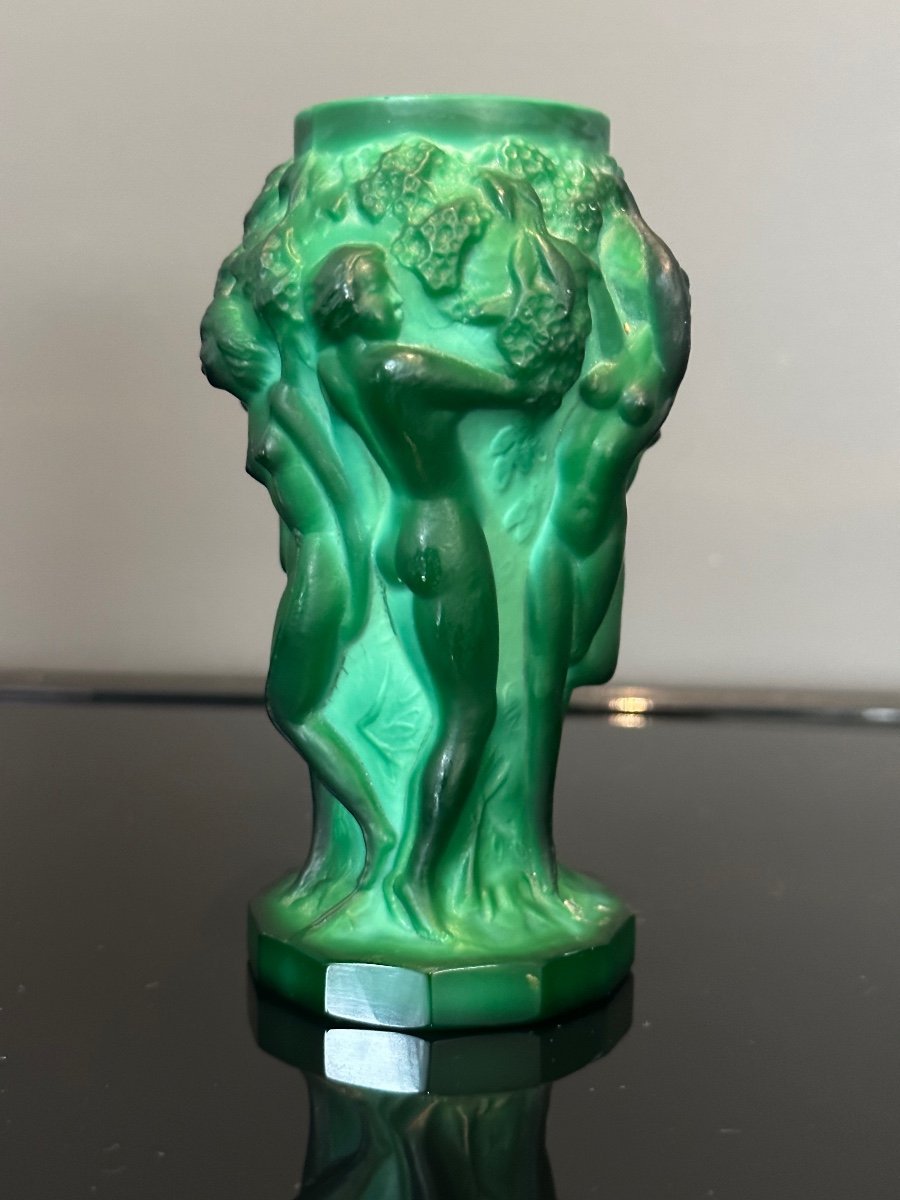 Heinrich Hoffmann, Vase Art Deco A Decor De Bacchantes Malachite(1875 - 1938)-photo-4