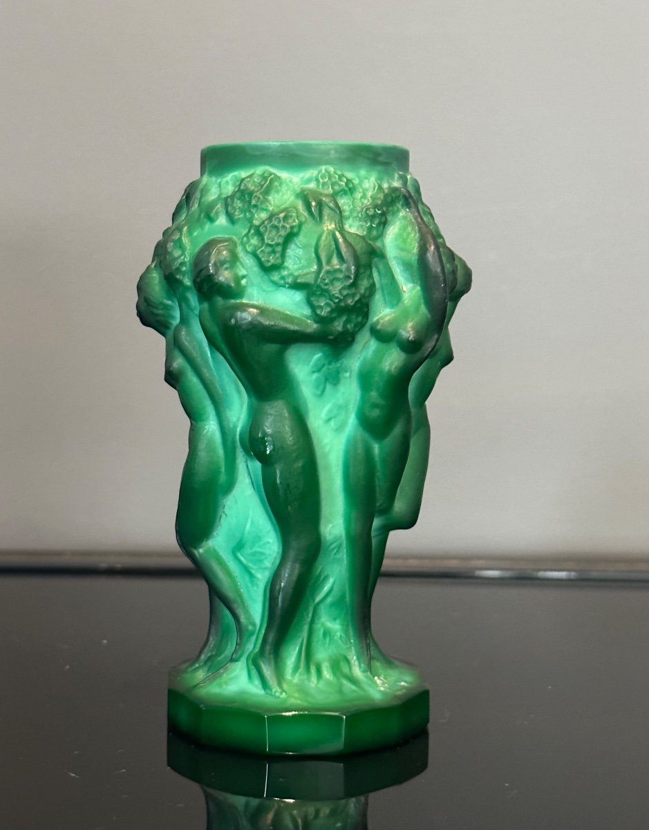 Heinrich Hoffmann, Vase Art Deco A Decor De Bacchantes Malachite(1875 - 1938)-photo-1