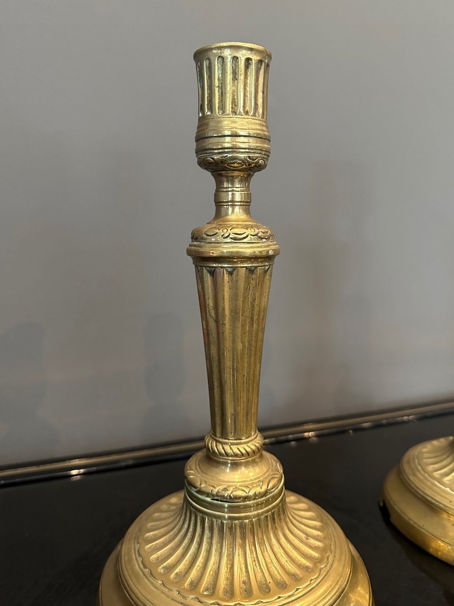 Pair Of Candlesticks In Bronze Louis XVI XVIIIth-photo-1