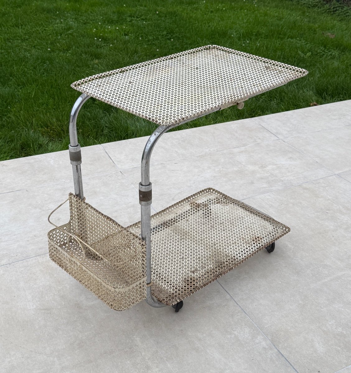 Mathieu Matego, Metal Rolling Table Circa 1960-photo-2