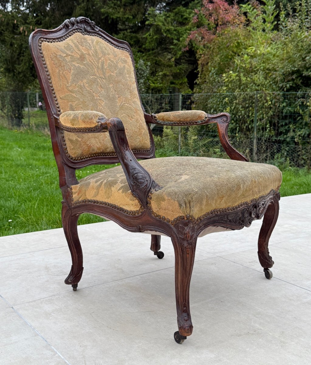 Fauteuil En Noyer d'Epoque Louis XV XVIIIème-photo-2