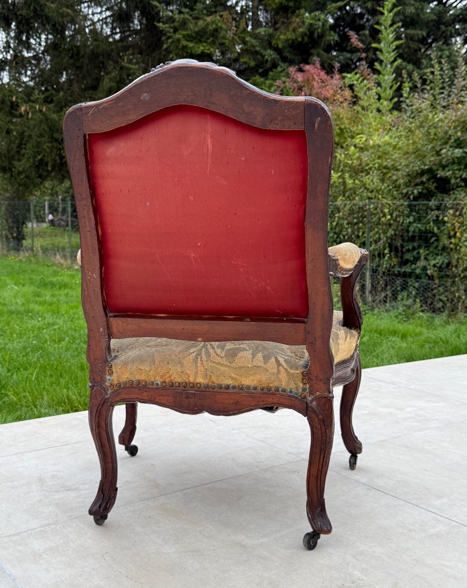 Fauteuil En Noyer d'Epoque Louis XV XVIIIème-photo-3