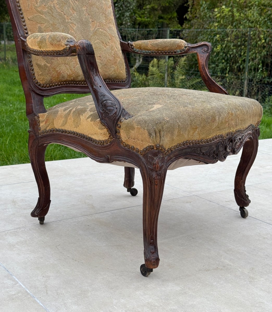 Fauteuil En Noyer d'Epoque Louis XV XVIIIème-photo-1