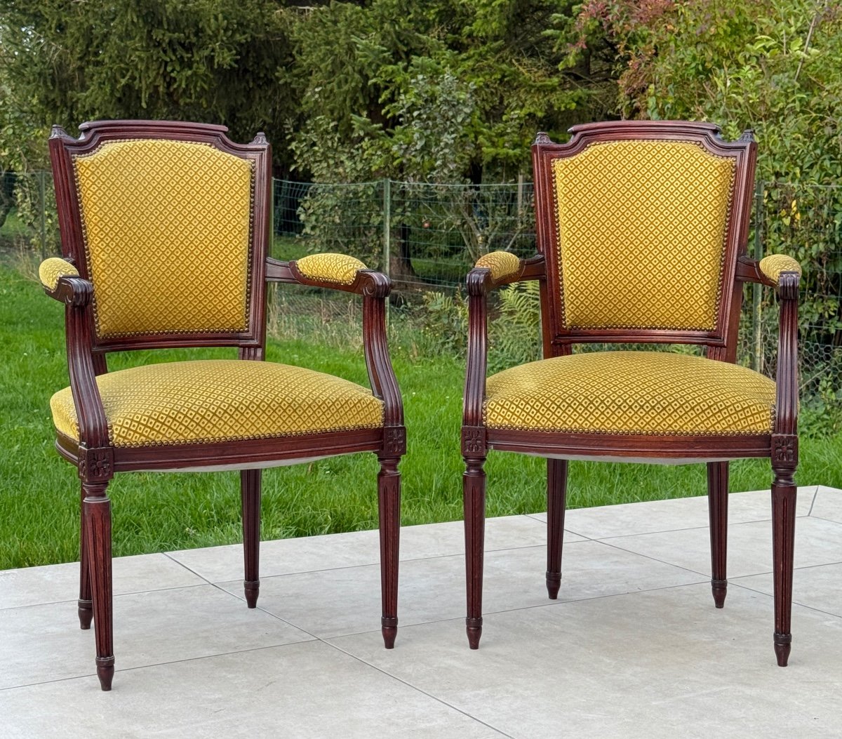 Paire De Fauteuils De Style Louis XVI Vers 1900-photo-2