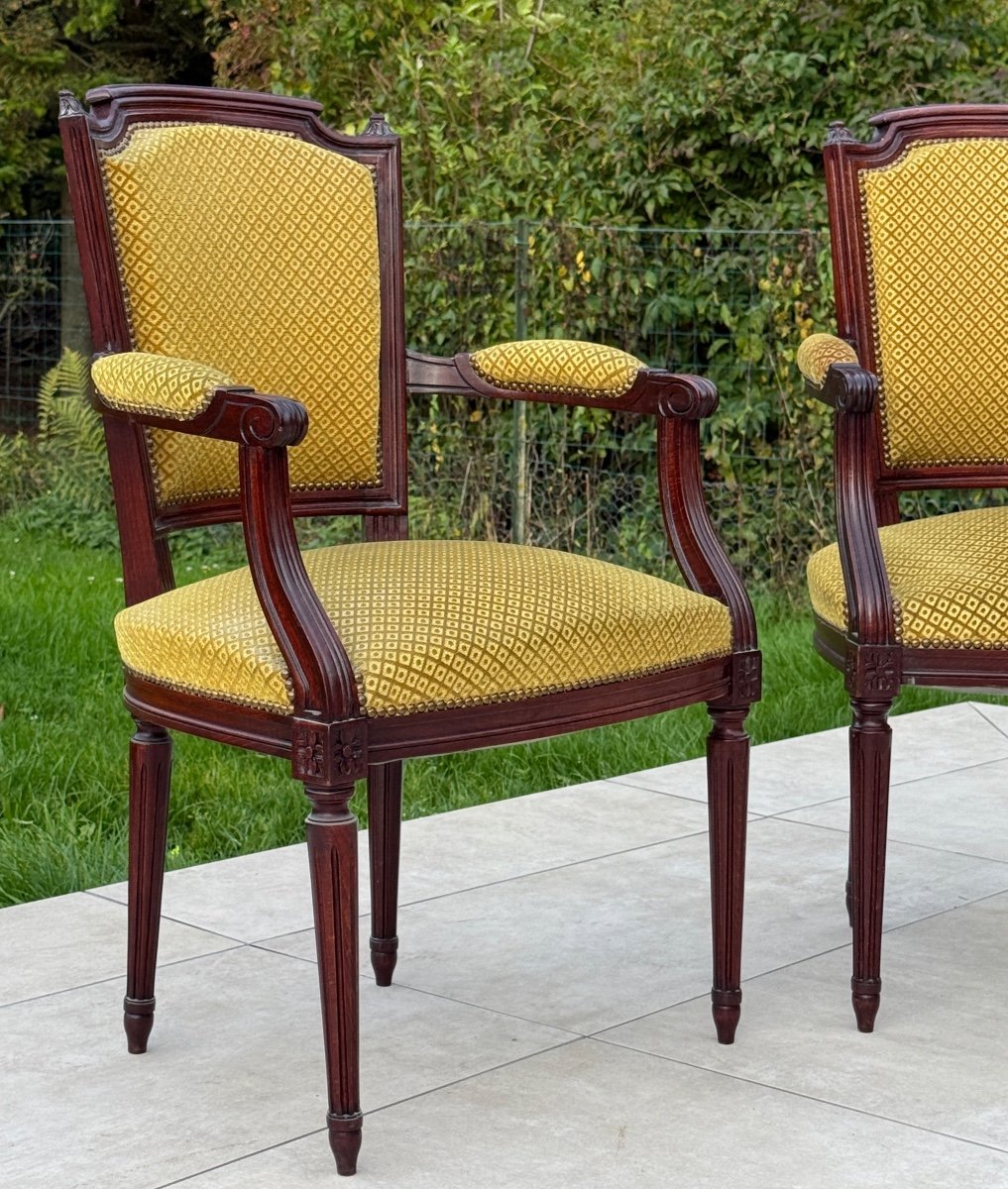 Paire De Fauteuils De Style Louis XVI Vers 1900-photo-3