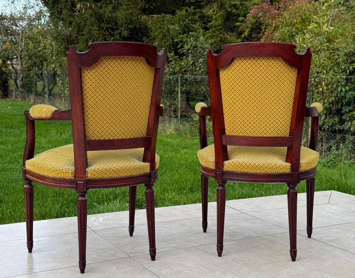 Paire De Fauteuils De Style Louis XVI Vers 1900-photo-4