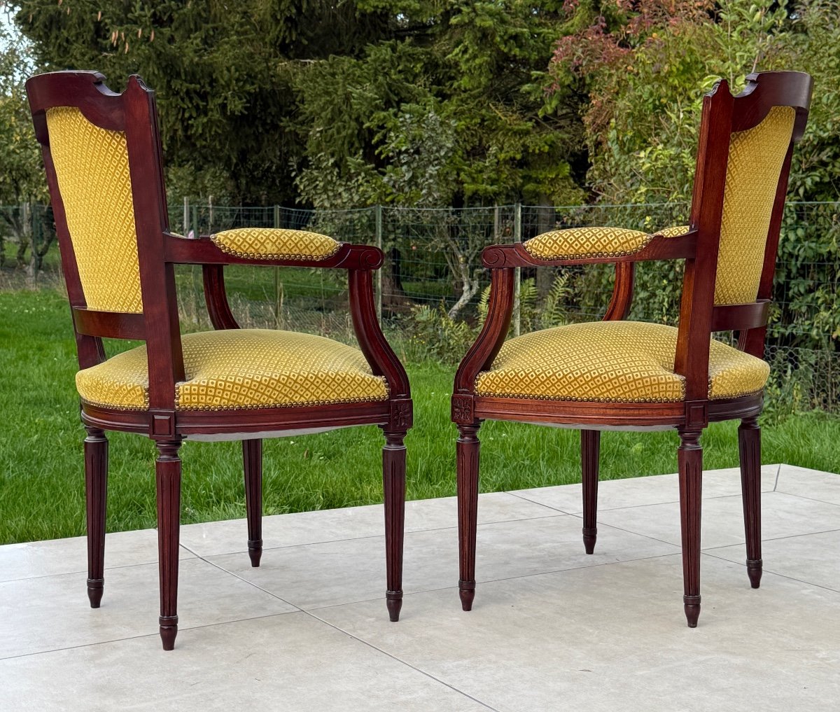 Paire De Fauteuils De Style Louis XVI Vers 1900-photo-4