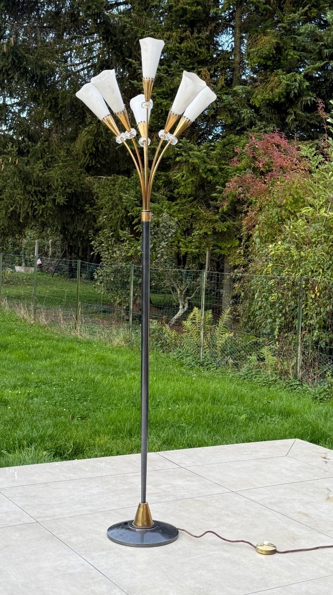 Bouquet Of Tulips Floor Lamp Brass Circa 1960-photo-2