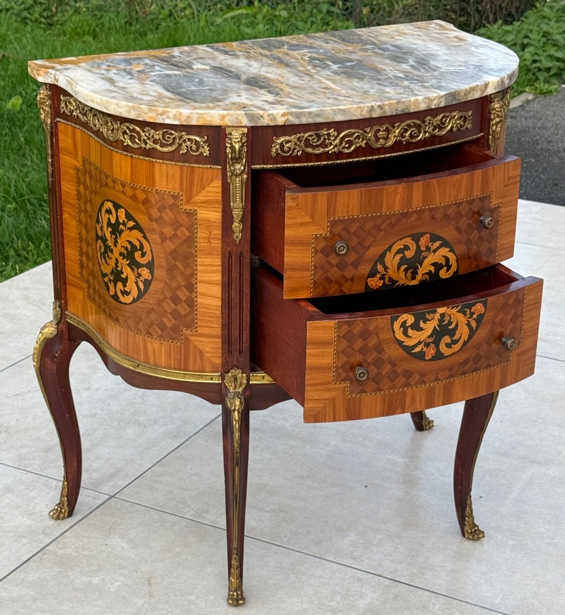 Transition Style Marquetry Chest Of Drawers Circa 1930-photo-2