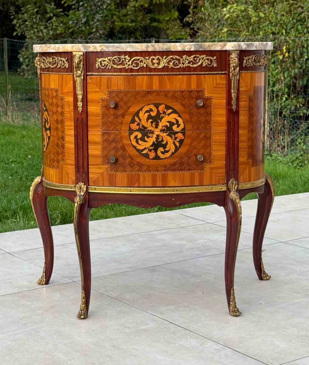 Transition Style Marquetry Chest Of Drawers Circa 1930