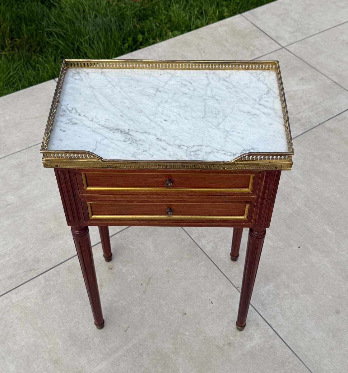 Louis XVI Style Mahogany Chiffonnière Writing Table Circa 1900-photo-3