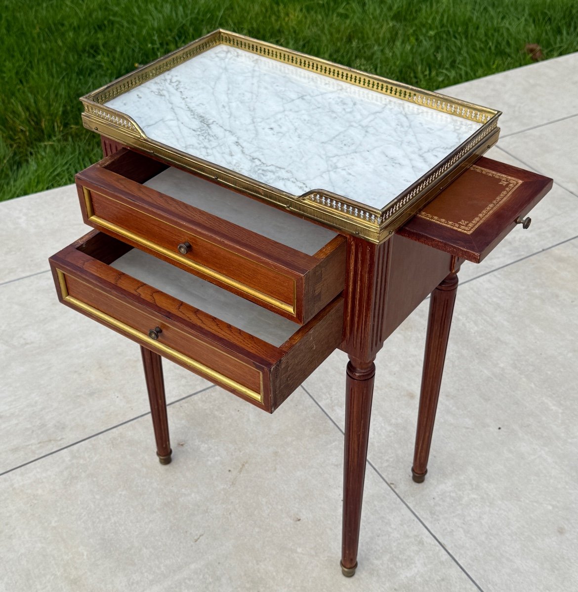 Louis XVI Style Mahogany Chiffonnière Writing Table Circa 1900