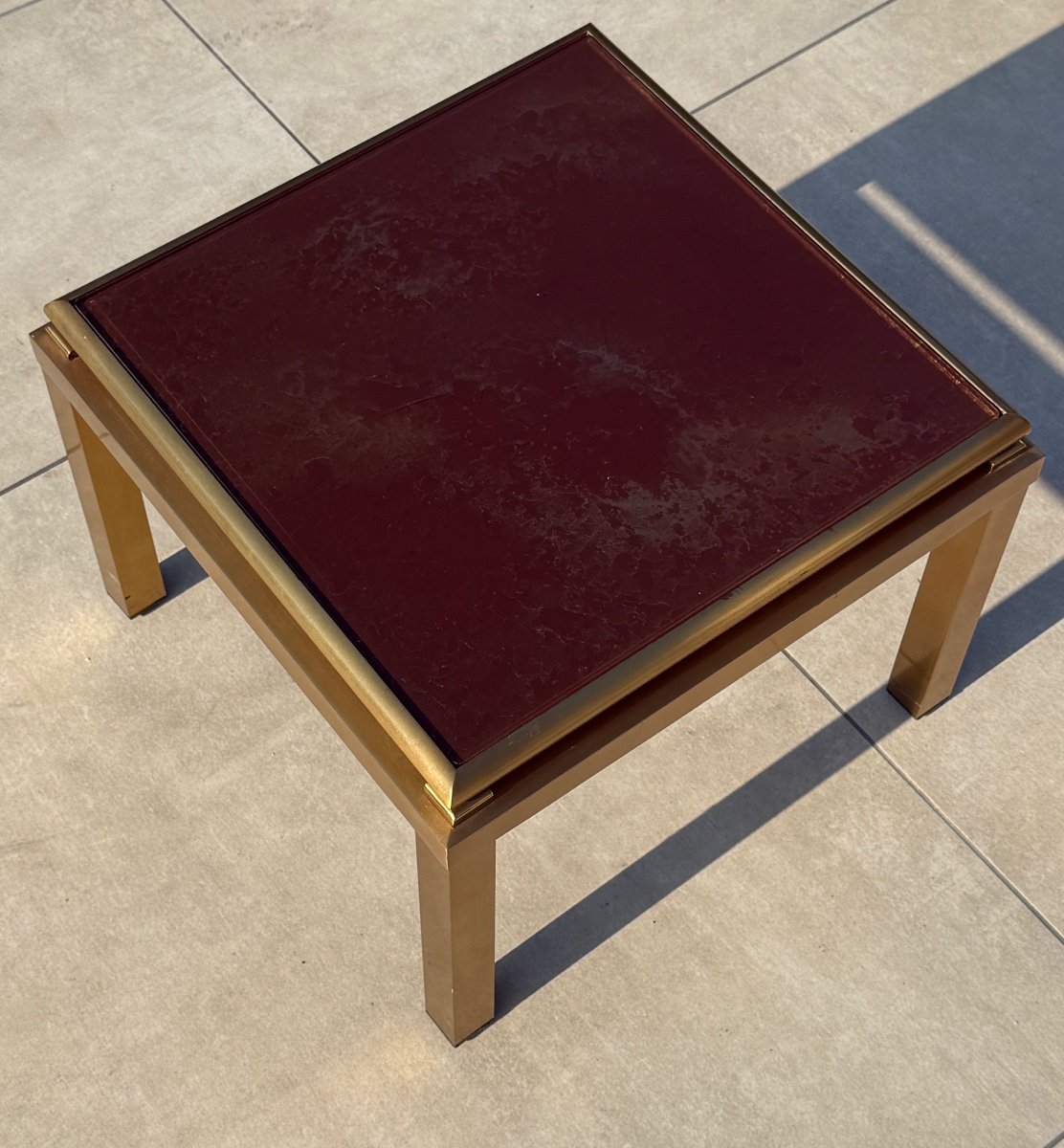 Maison Jansen, Gilt Brass Side Table Circa 1970-photo-3