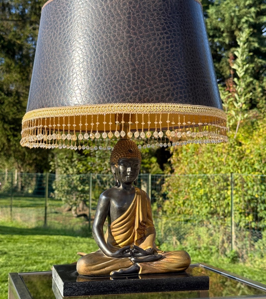 Paire De Lampes Bouddha Polychrome Circa 1970-photo-6