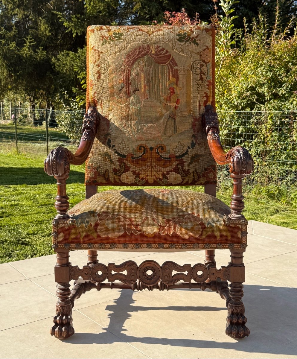 Fauteuil De Style Louis XIV En Noyer XIXème