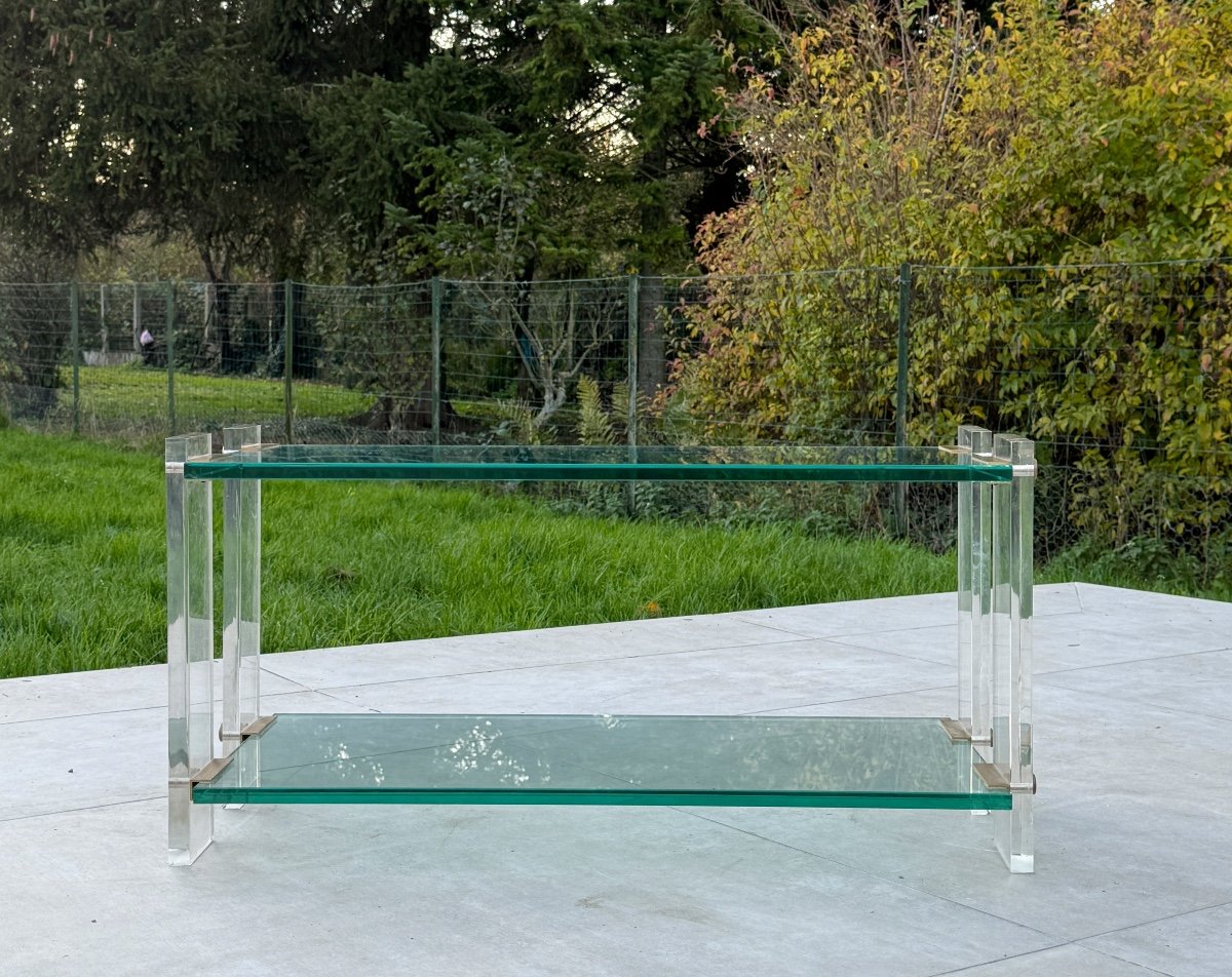 Glass And Plexi Coffee Table Circa 1970-photo-3