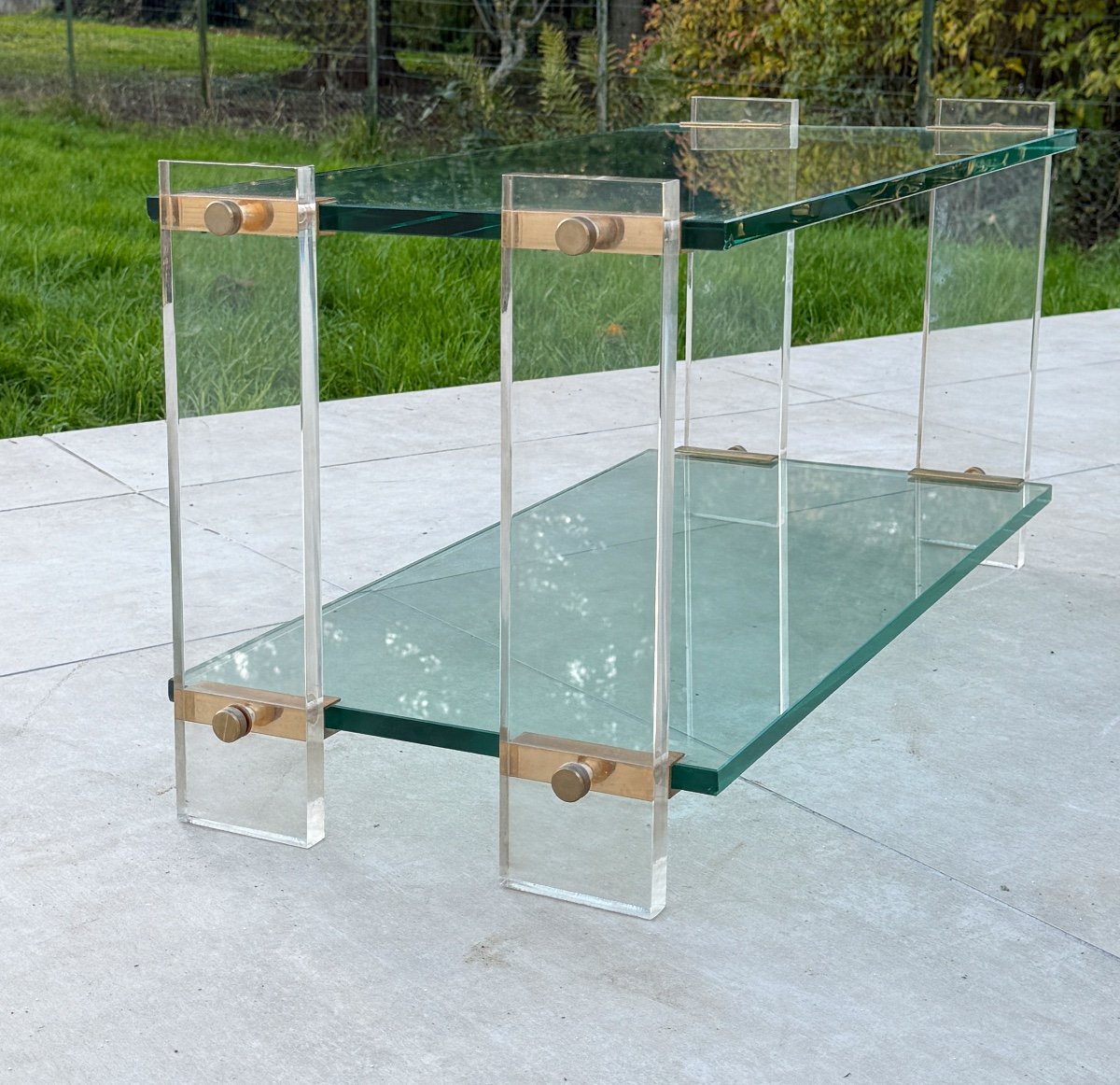 Glass And Plexi Coffee Table Circa 1970-photo-1