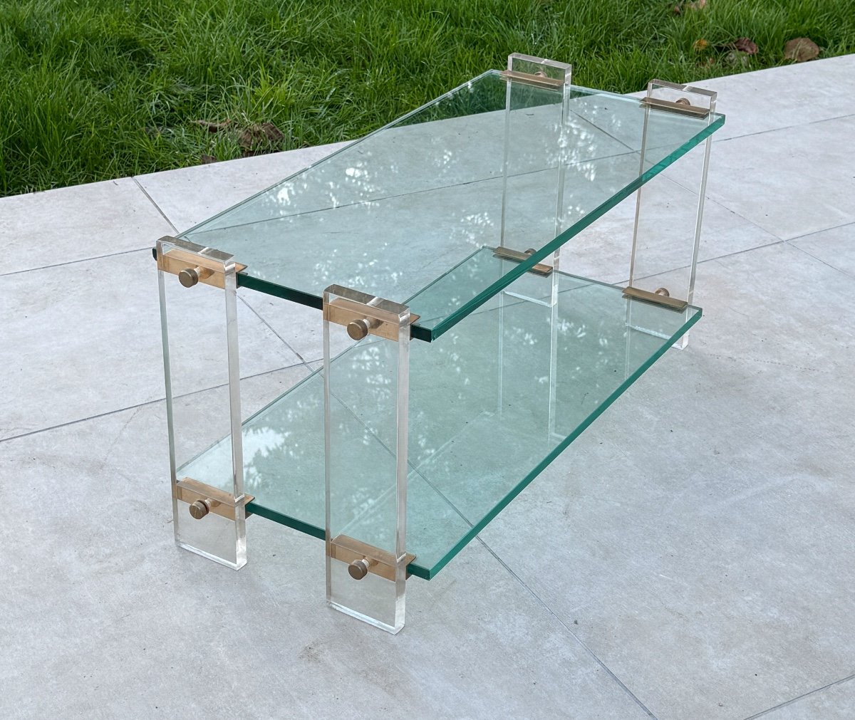 Glass And Plexi Coffee Table Circa 1970