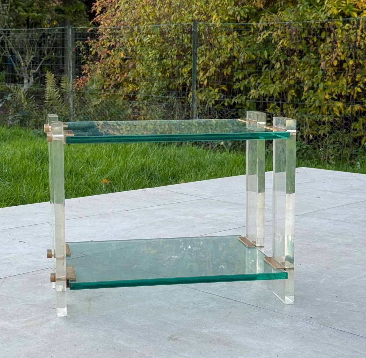 Table d'Appoint Verre Et Plexi Circa 1970-photo-3