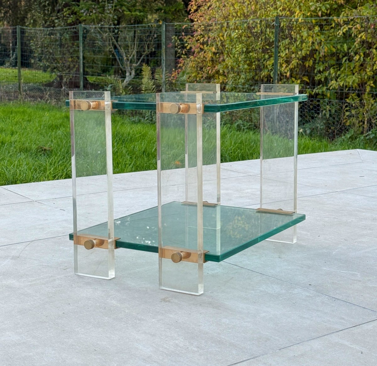 Glass And Plexi Side Table Circa 1970