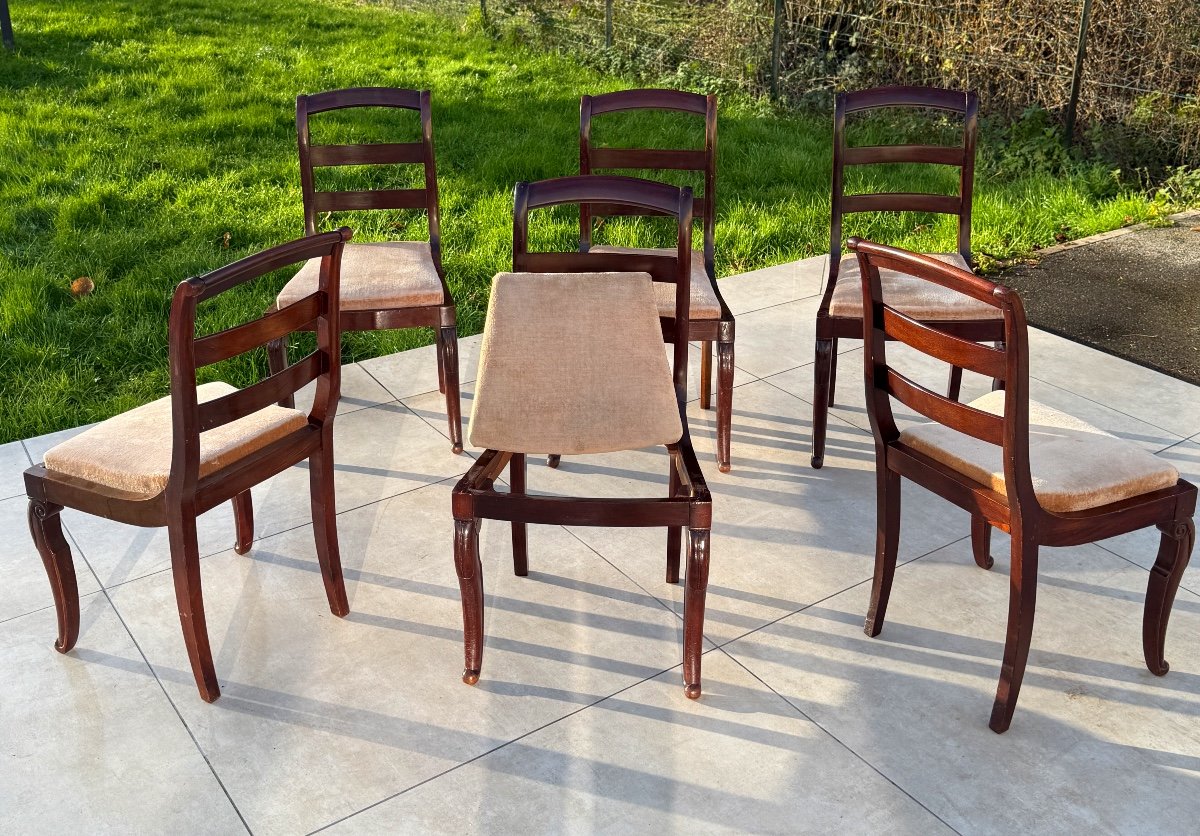 Set Of 6 Restoration Period Mahogany Chairs-photo-3