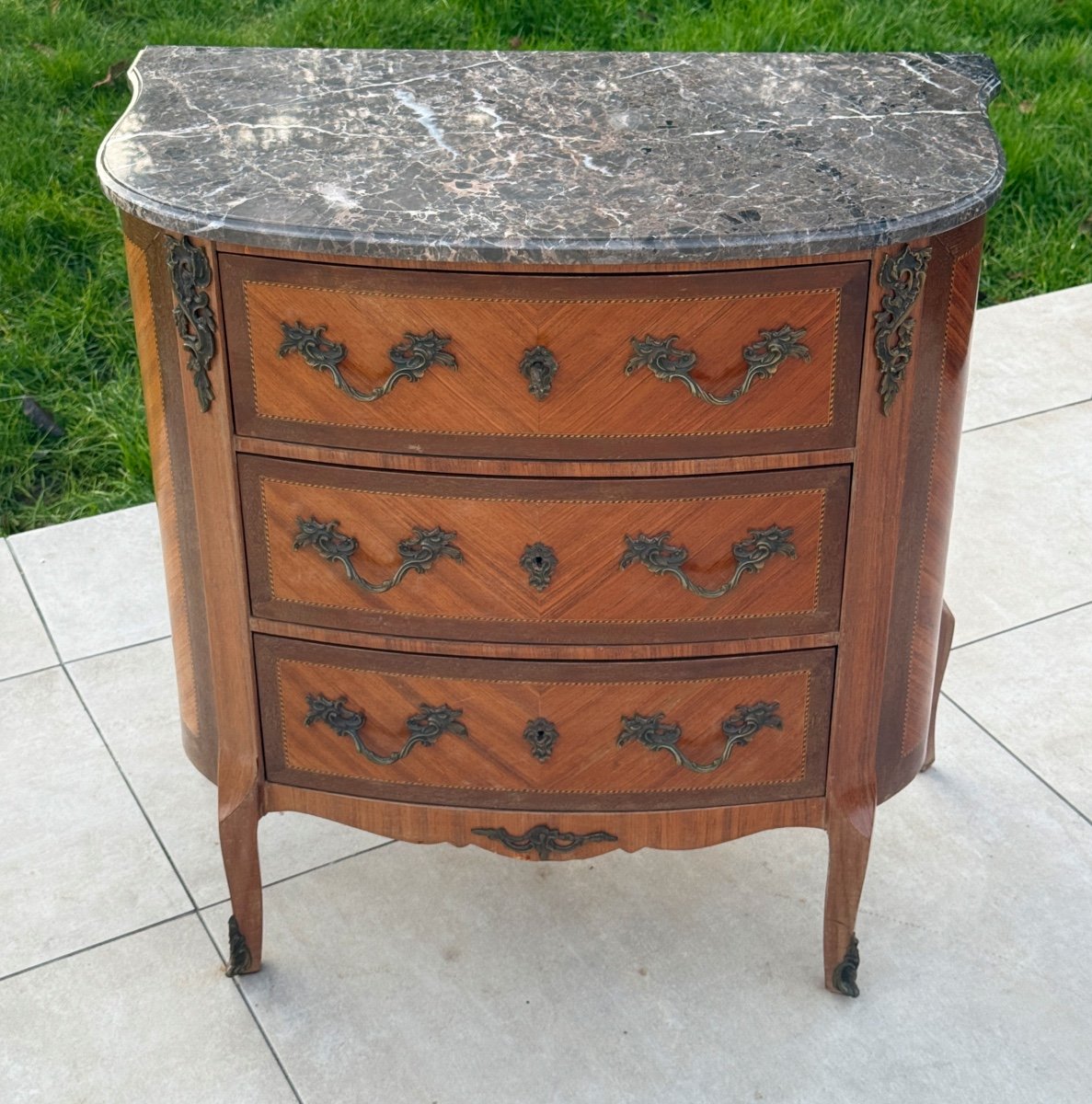 Commode En Marqueterie De Style Transition Vers 1900-photo-2