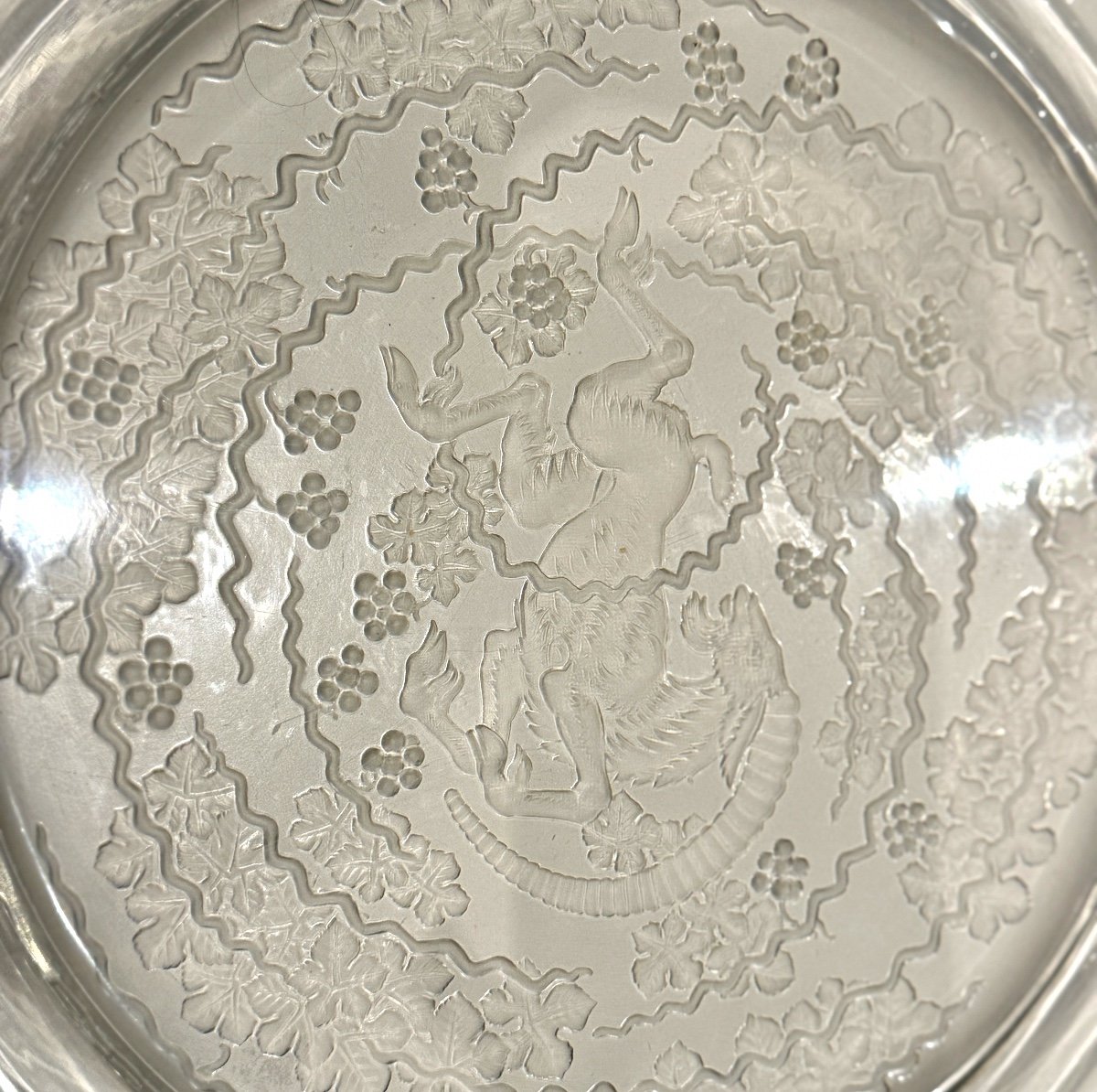 Lalique, Grand Plat Bouquetin Signé Epoque XXème-photo-1