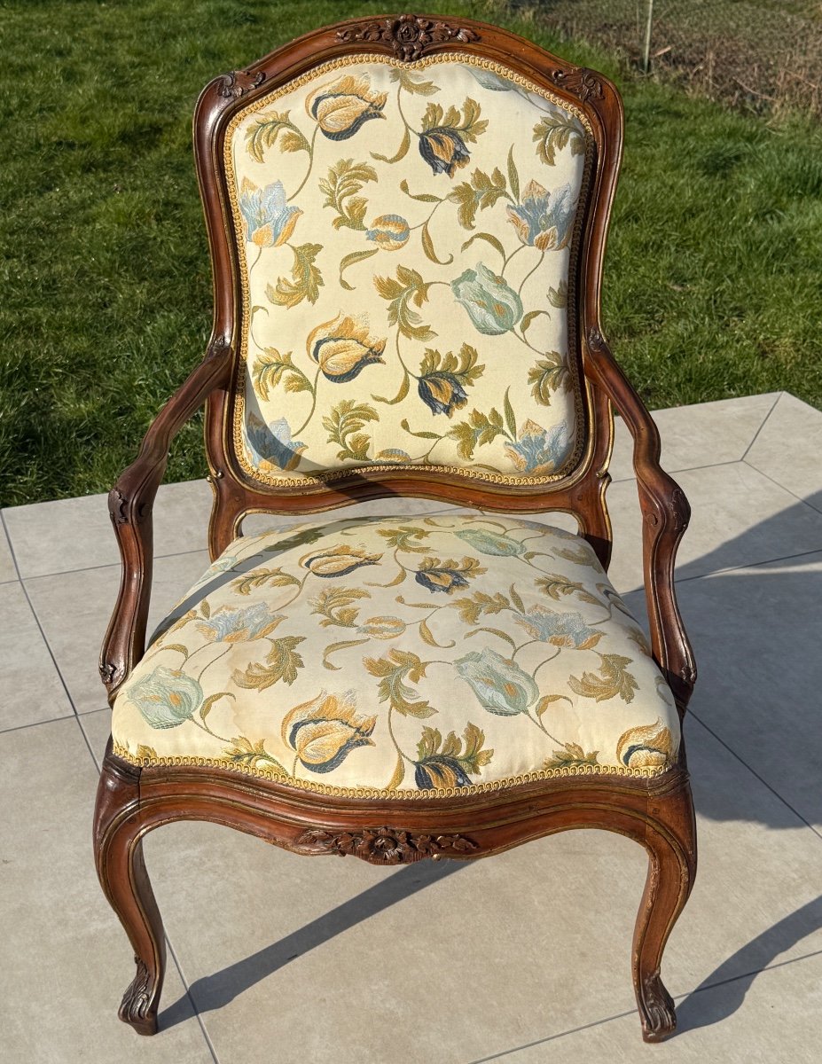 Louis XV Period Walnut Armchair-photo-3