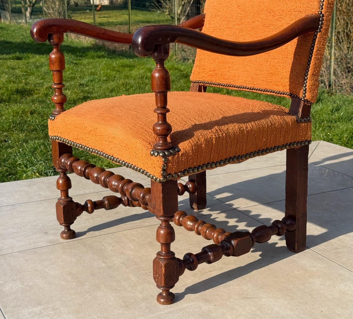 Fauteuil En Noyer d'Epoque Louis XIV-photo-3