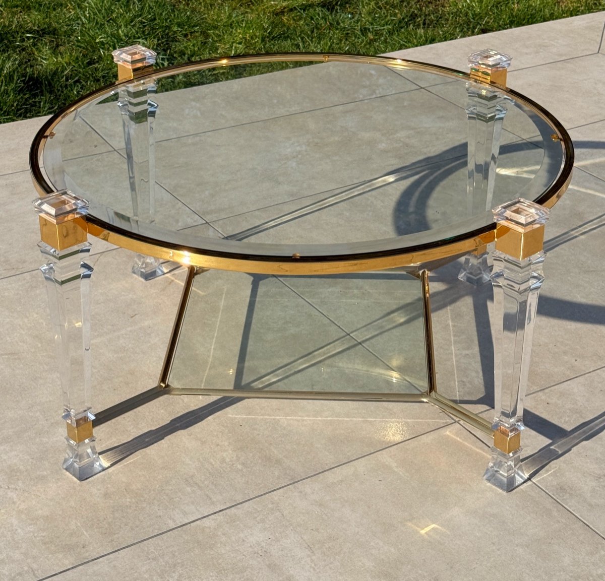 Table Basse Verre Et Plexiglas Designer Circa 1970