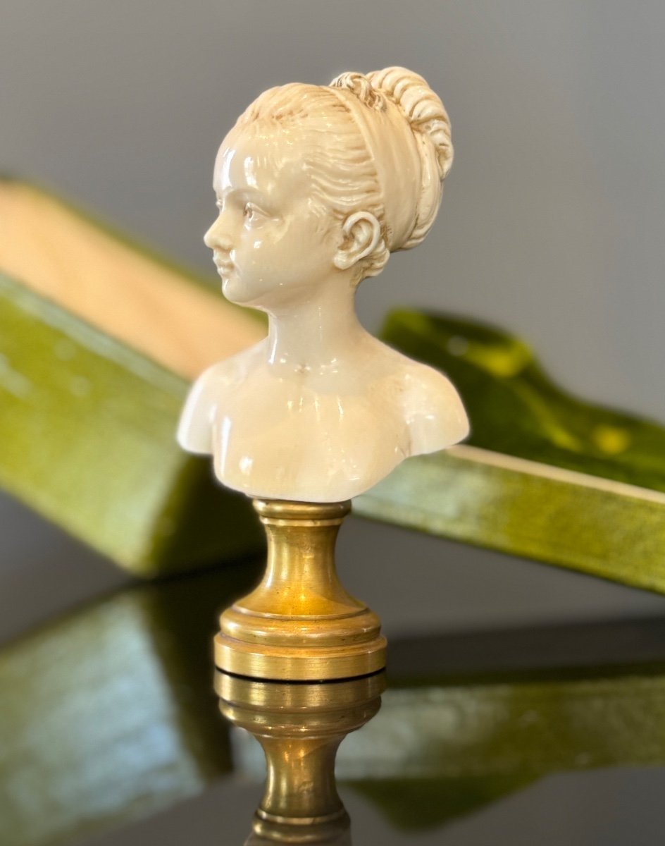 Miniature Bust Of A Young Girl Dieppe 19th Century